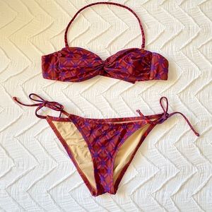 J.Crew Geometric Print Bandeau Bikini w/Straps